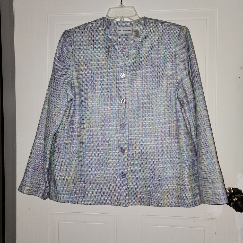 Alfred Dunner Women's Pastel Multicolor Tweed Blazer Jacket Sz 12  Career
